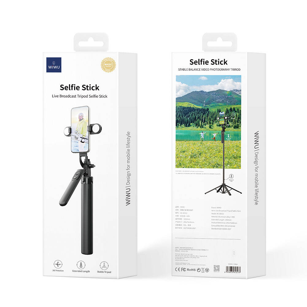 Wiwu Wi-SE012 Canlı Yayın Dolgu Işıklı Teleskopik Tripod ve Selfie Çubuğu Wiwu Wi-SE012 Canlı Yayın Dolgu Işıklı Teleskopik Tripod ve Selfie Çubuğu